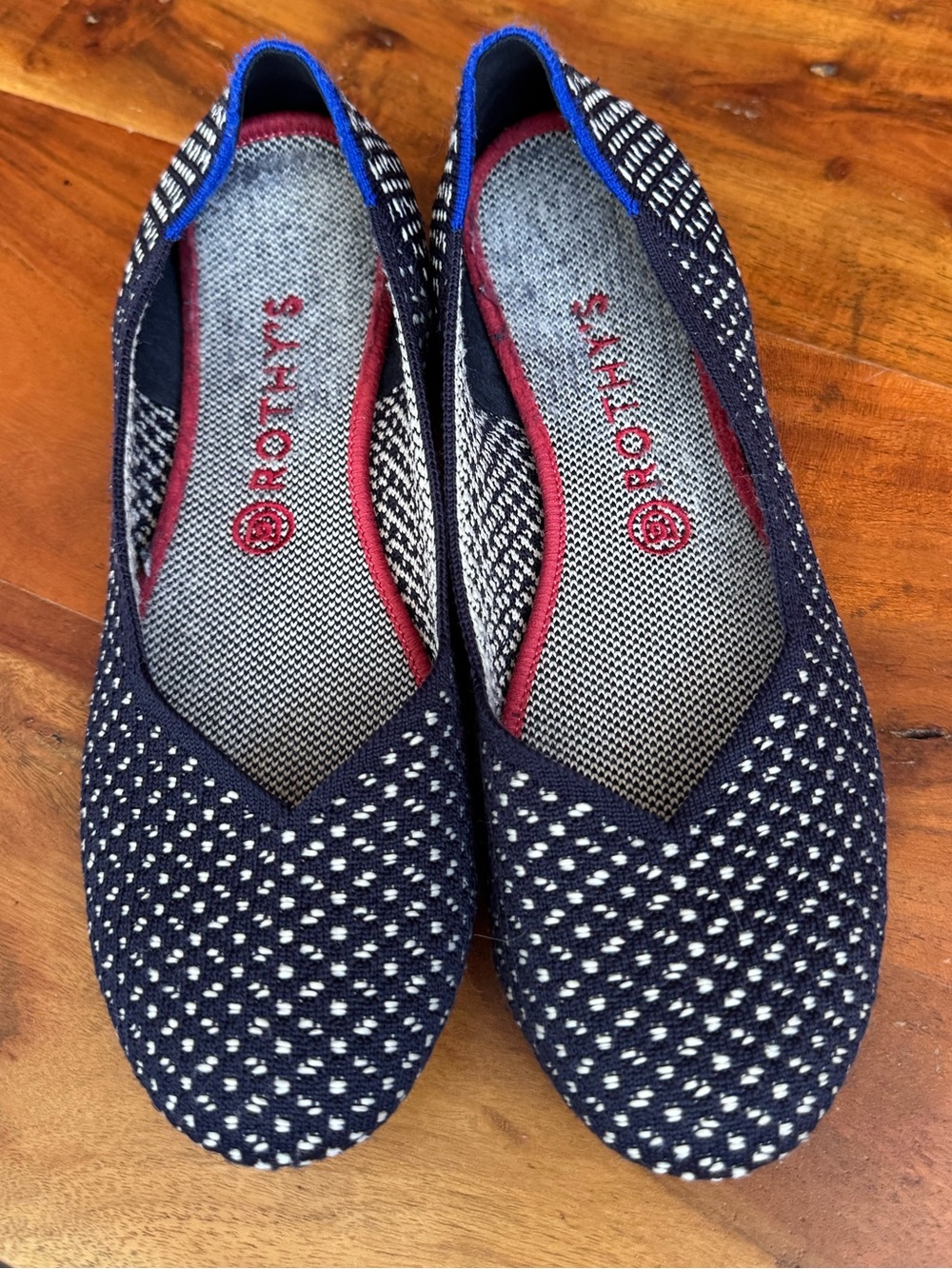 Rothy's The Flat Maritime Honeycomb Round Toe Navy Blue & White EUC * 10.5